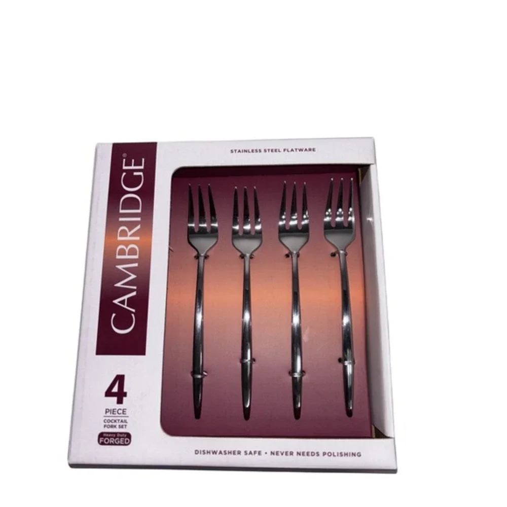 Cambridge Gaze Mirror‎ Stainless Steel 4Piece Cocktail Fork Set Heavy Duty NIB